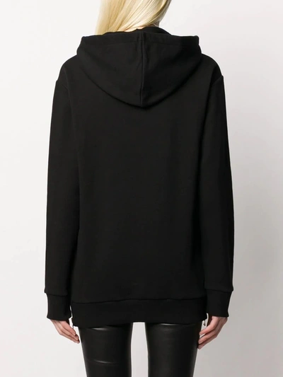 Shop Balmain Contrasting Logo Long-sleeve Hoodie In Black