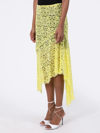 Shop Marques' Almeida Yellow Asymmetric Lace Skirt