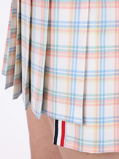 Shop Thom Browne Multicolored Check Print Skirt