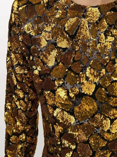 Shop Balmain Black And Gold Sequined Dress