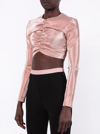 Shop Area Metallic Nude Cropped Top