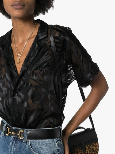 Shop Saint Laurent Black Sheer Print Blouse