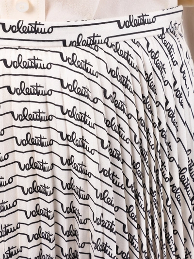 Shop Valentino Cursive Logo Print Pleated Skirt