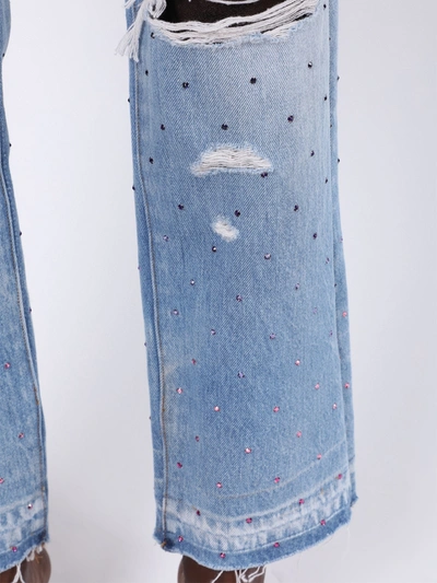 Shop Amiri Gradient Crystal Reconstructed Indigo Jeans