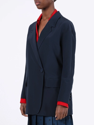 Shop Fendi Blue Silk Blazer