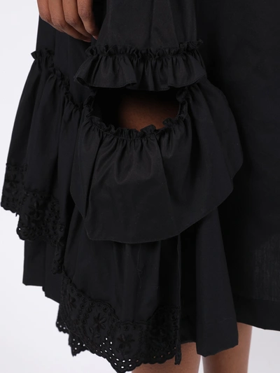 Shop Simone Rocha Black Asymmetric Frill Ruffled Skirt