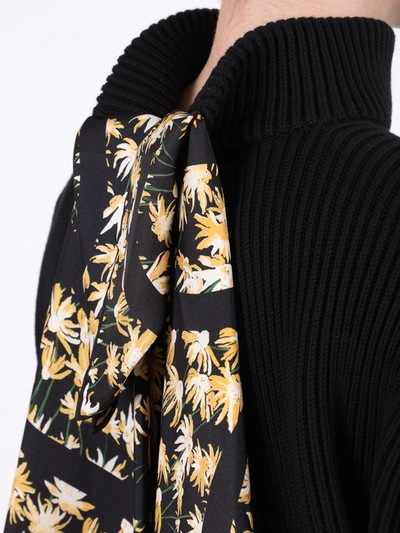 Shop Loewe Daisy Print Scarf Sweater In Black