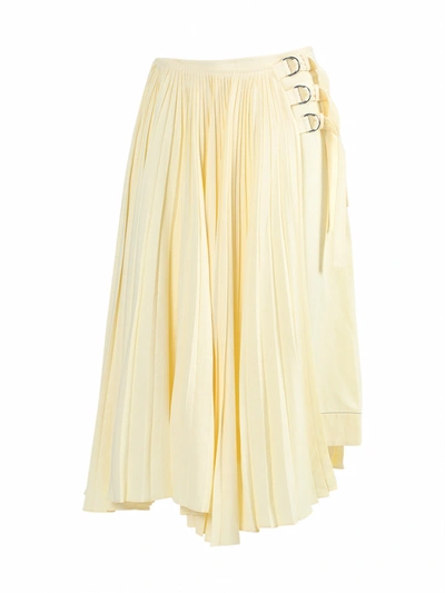 Shop Proenza Schouler Pale Yellow Pleated Buckle Skirt