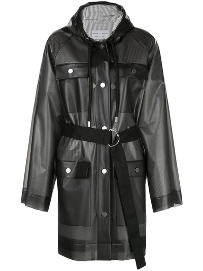 Shop Proenza Schouler White Label Belted Striped Raincoat In Black