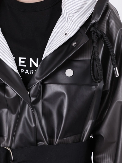 Shop Proenza Schouler White Label Belted Striped Raincoat In Black