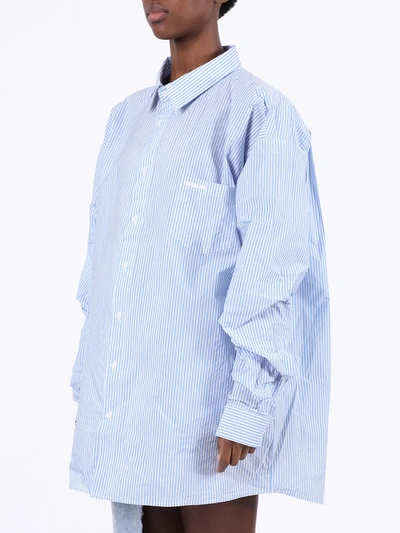 Shop Vetements Blue And White Striped Shirt