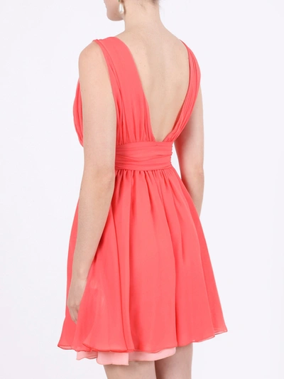 Shop Fausto Puglisi Pink Silk Mini Plunge Dress