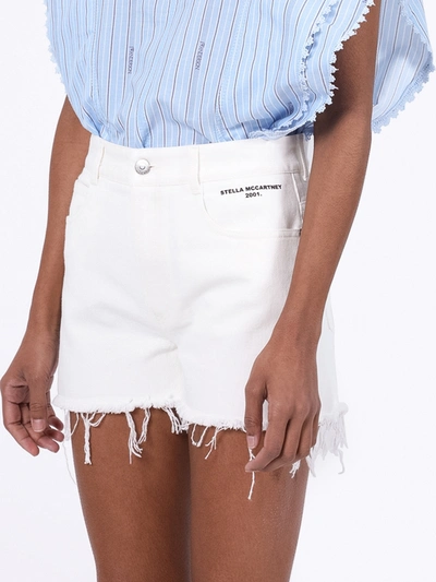 Shop Stella Mccartney White High-waisted Denim Shorts