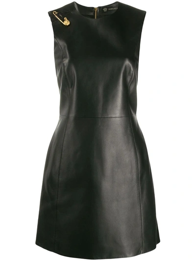 Shop Versace Safety Pin Leather Dress