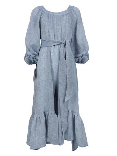 Shop Lisa Marie Fernandez Laure Blue Linen Jumpsuit