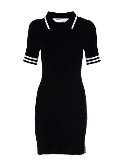 Shop Off-white Industrial Knit Polo Dress Black In Black & White