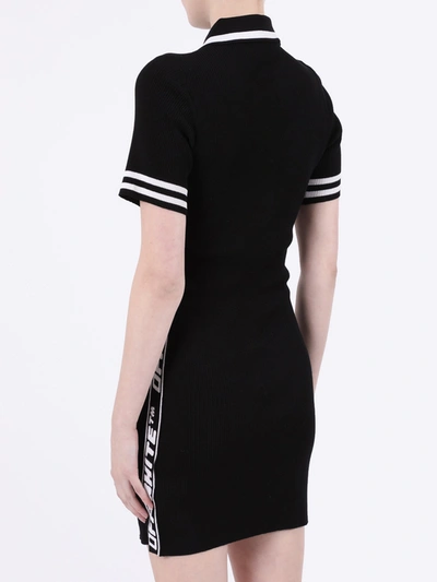 Shop Off-white Industrial Knit Polo Dress Black In Black & White