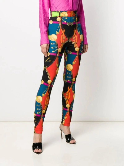Shop Versace Multicolored Baroque Print Leggings