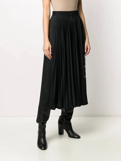 Shop Valentino Black And White Pleated Midi Skirt
