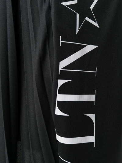 Shop Valentino Black And White Pleated Midi Skirt