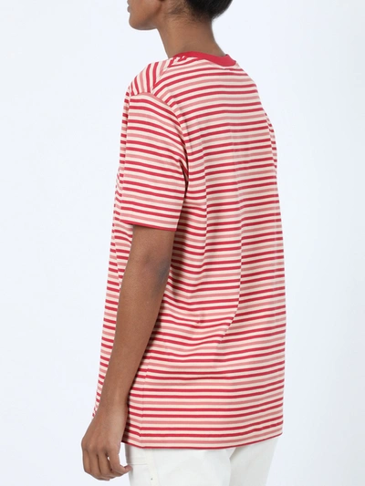 Shop Acne Studios Stripe Face T-shirt In Red