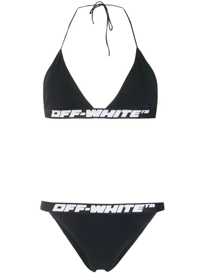 Shop Off-white Black And White Logo Trim Bikini