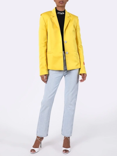 Shop Heron Preston Yellow Mikado Single-breasted Blazer