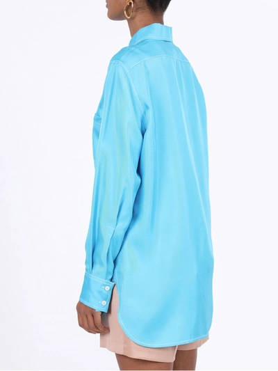 Shop Sies Marjan Silk Turquoise Shirt