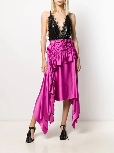 Shop Christopher Kane Magenta Asymmetric Ruffle Skirt In Pink
