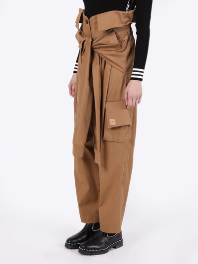 Shop Natasha Zinko Tied Sleeves Waist Cargo Trousers