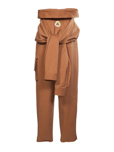 Shop Natasha Zinko Tied Sleeves Waist Cargo Trousers