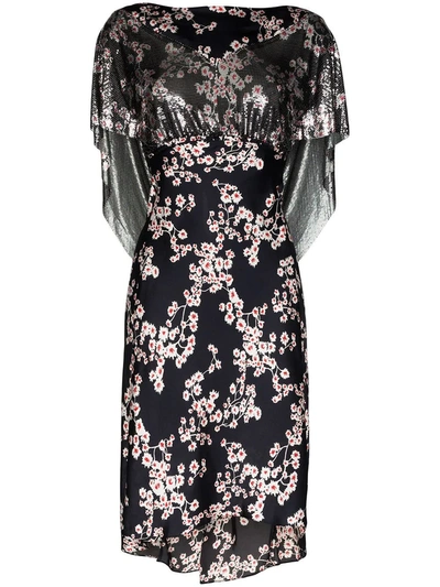 Shop Paco Rabanne Black Sakura Floral Print Dress