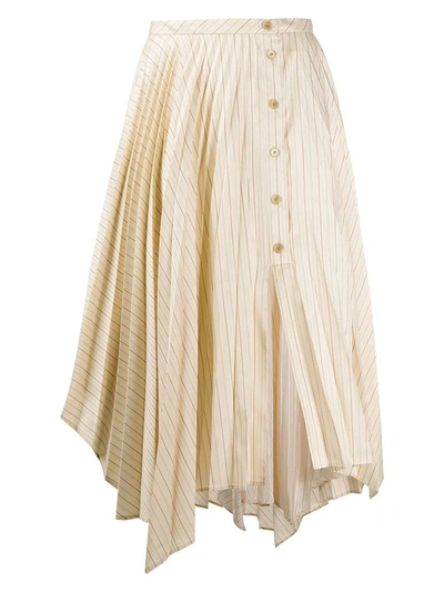 Shop Acne Studios Neutral Striped Midi Skirt