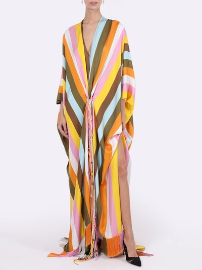 Shop Oscar De La Renta Multicolored Stripe Caftan