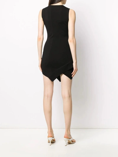 Shop Off-white Black Asymmetric Crew-neck Mini Dress