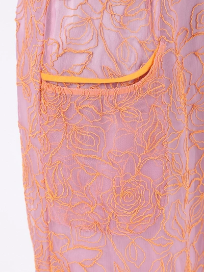 Shop Jacquemus Orange And Lavender Lace Halter Dress