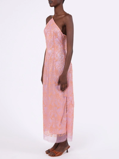 Shop Jacquemus Orange And Lavender Lace Halter Dress