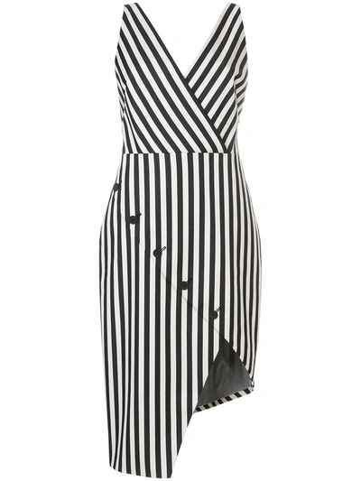 Shop Altuzarra Button Detailed Asymmetric Hem Dress Black & White
