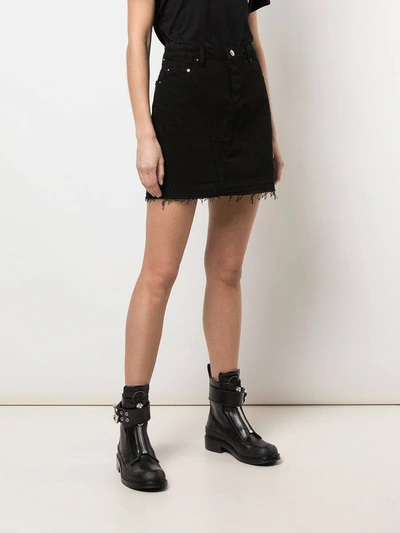 Shop Amiri Black Raw-edge Denim Skirt