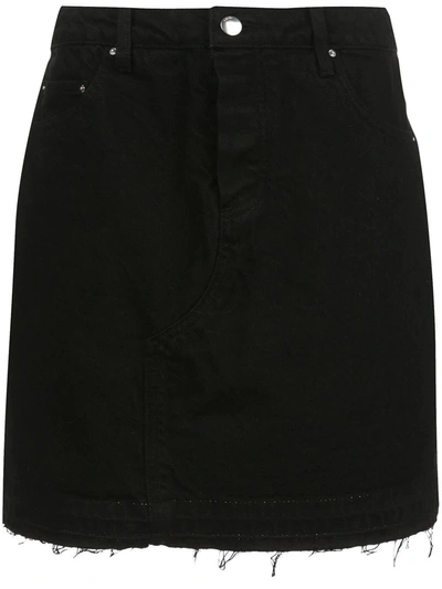 Shop Amiri Black Raw-edge Denim Skirt