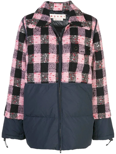 Shop Marni Checked Quilted Jacket In Multicolor