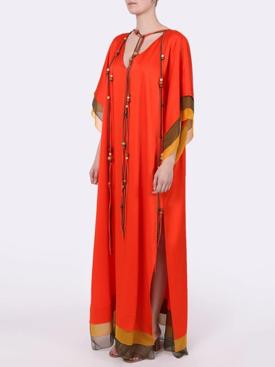 Shop Oscar De La Renta Orange Silk Maxi Dress
