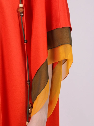 Shop Oscar De La Renta Orange Silk Maxi Dress