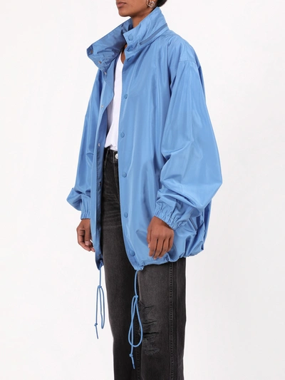 Shop Balenciaga Oversized Logo Windbreaker In Blue