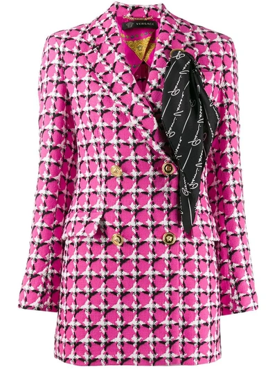 Shop Versace Pink Scarf Detail Blazer