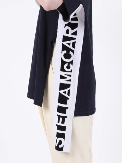 Shop Stella Mccartney Asymmetric Logo Stripe T-shirt