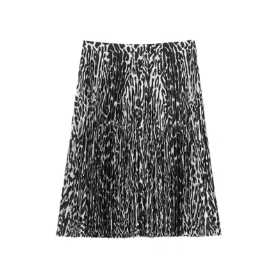 Shop Burberry Black And White Pleated Skirt