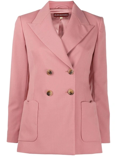 Shop Alexa Chung Wool Blend Double-breasted Blazer Soft Pink