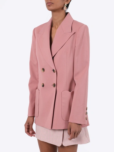 Shop Alexa Chung Wool Blend Double-breasted Blazer Soft Pink