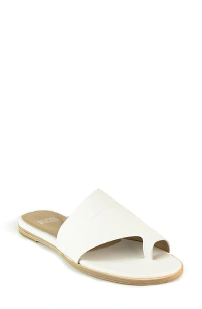 Shop Eileen Fisher Ty Flat Sandal In Snow Leather